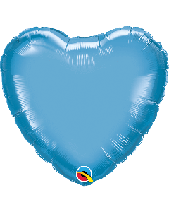18" Chrome Blue Heart Foil Balloon Unpackaged Qualatex