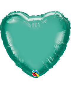 18" Chome Green Heart Foil Balloon Unpackaged Qualatex