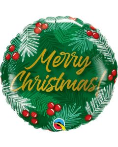 18" Rnd Christmas Greens & Berries Qualatex