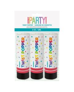 4" Confetti Twist Poppers Pk3 Unique