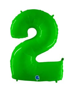 40" Hot Lime Number 2 Foil Balloon Grabo