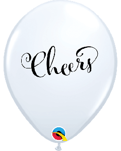11" White Simply Cheers Latex 25pk Qualatex