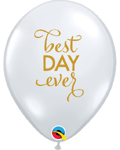 11" Diamond Clear Simply Best Day Ever Latex 25pk Qualatex