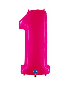 40" Shiny Pink Number 1 Foil Balloon Grabo