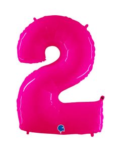 40" Shiny Pink Number 2 Foil Balloon Grabo