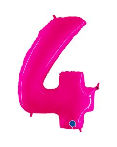 40" Shiny Pink Number 4 Foil Balloon Grabo