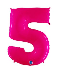 40" Shiny Pink Number 5 Foil Balloon Grabo