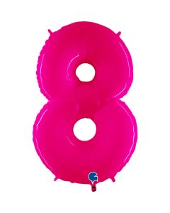 40" Shiny Pink Number 8 Foil Balloon Grabo