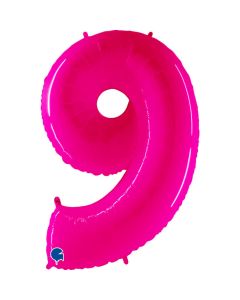 40" Shiny Pink Number 9 Foil Balloon Grabo