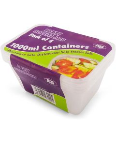 1000ml Food Containers & Lids 4pk PPS