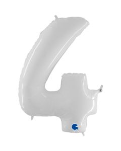 40" Shiny White Number 4 Foil Balloon Grabo