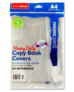 Student Solutions A4 Transparent PVC Heavy Duty Copy Book Covers 5pk