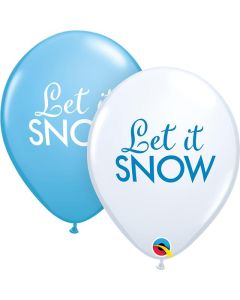 11" Rnd White&Robin Egg Simply Let It Snow Qualatex