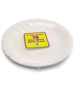 White Paper 23cm Plates 18pk PPS