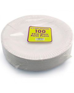 White Paper 23cm Plates 100pk PPS