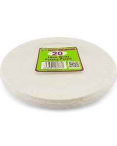 White Plastic 18cm Plates 20pk PPS