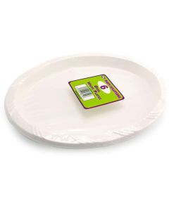 White Plastic Oval Plates 6pk PPS