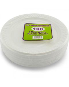 White Plastic 18cm Plates 100pk PPS