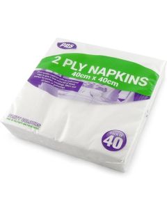 White 40cm 2ply Napkins 40pk PPS