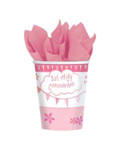 Pink Communion 9oz Cups 8pk Amscan