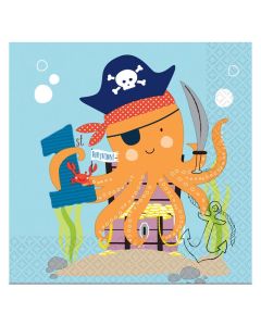 Age 1 Blue Ahoy Birthday Boy Napkins 16pk Amscan