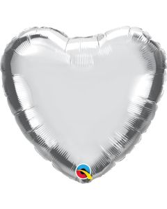 18" Silver Heart Foil Balloon Qualatex