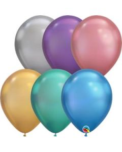 11" Rnd Chrome Assorted Plain Latex Pk100