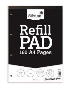 Silvine A4 Refill Pad, 160 pages, Plain (Black cover)  - A4RPP/1