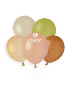 5" Pk50 Latex Balloons Ass. Gemarnaturals #084-069-076-098-099 - A50.NAT.50