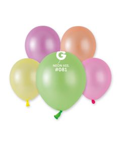 Neon Assoted 5" Latex Balloons Pk50 #081 Gemar