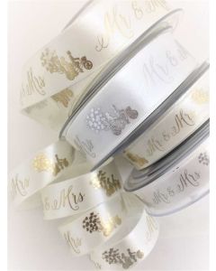25mm Sparkle Mr And Mrs Ribbon On 20M Reel