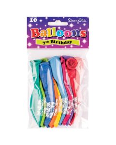 11" Age 7 Assorted Colours Latex 10pk Simon Elvin