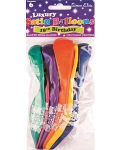 18th Birthday Latex Pk6 Assorted Colours Simon Elvin