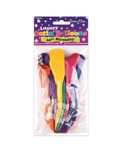 Age 60 Mix Latex Balloons Pk6 Simon Elvin