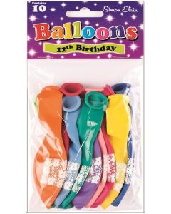 11" Age 12 Assorted Colours Latex 10pk Simon Elvin