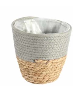 16cm Round Two Tone Seagrass and Grey Paper Basket