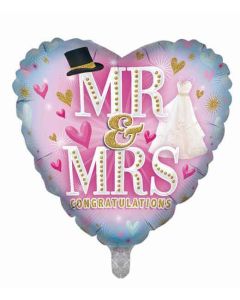 18"  Mr & Mrs Heart Foil Balloon Sensations