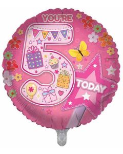 18"  Age 5 Female Round Foil Balloon Sensations