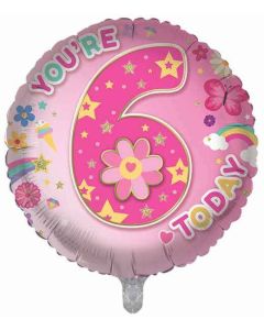 18"  Age 6 Female Round Foil Balloon Sensations