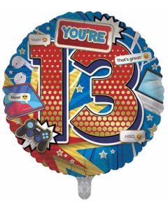 18"  Age 13 Male Round Foil Balloon Sensations