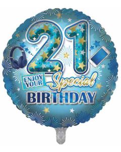 18" Age 21 Male Round Foil Balloon Sensations