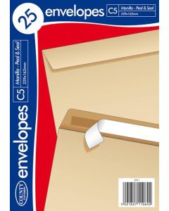25 C5 Manilla Peal & Seal Envelopes 229mm x162mm