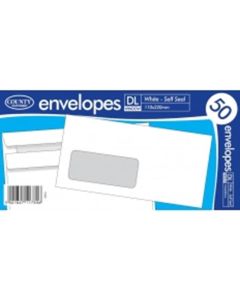 50 White Self Seal Window Envelopes DL 110mm x 220mm - 90gsm