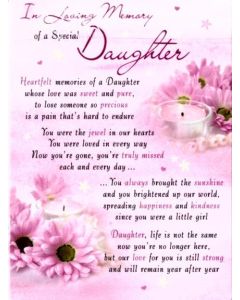 PK6 GRAVE CARDS Special Thoughts Daughter  120 x 165 mm - C89006/1