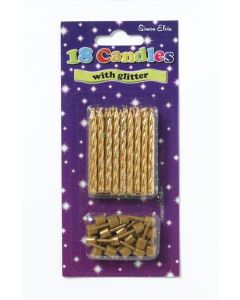 PACK 18 SPIRAL CANDLES & HOLDERS GOLD - CDS955/1