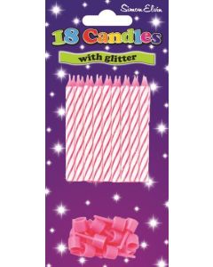PACK 18 SPIRAL CANDLES & HOLDERS PINK - CDS952/1