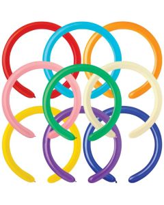 2"/5cm Classic Assorted Pastel Latex Modelling Balloons Pk100 Gemar