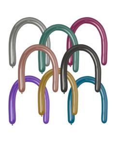 3"/8cm Shiny Assorted Latex Modelling Balloons Pk50 Gemar