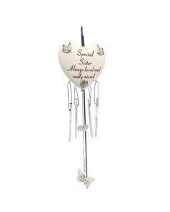 Special Sister Heart Wind Chime With Stake