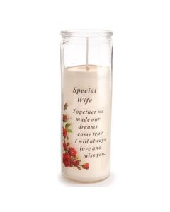 Special Wife Glass Memorial Candle 6.3 x 18cm David Fischhoff